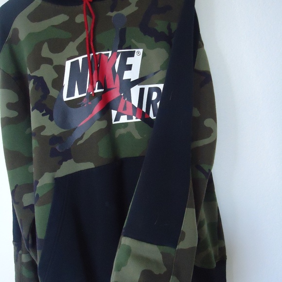 Nike Air Jordan Camo Print (Olive Green) Hoodie/Sweatshirt/Pullover - Size L - Picture 4 of 8